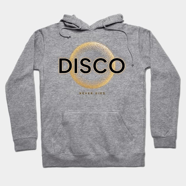 DISCO  - Never Dies Gold (Black) Hoodie by DISCOTHREADZ 